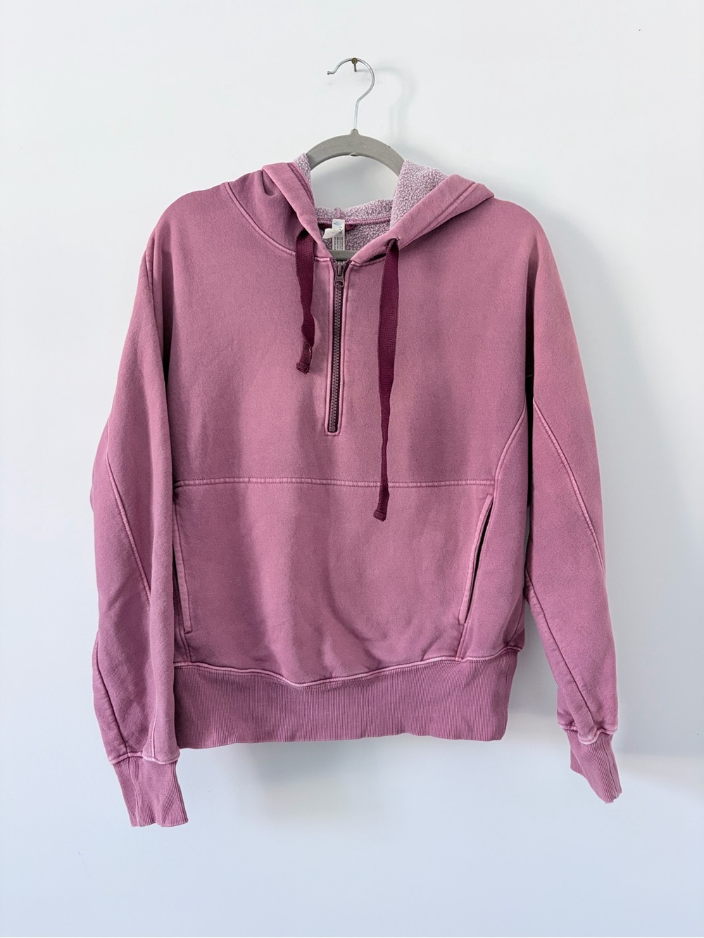 Free People Movement Dusty Mauve Half Zip Oversized Casual Hooded Sweatshirt S